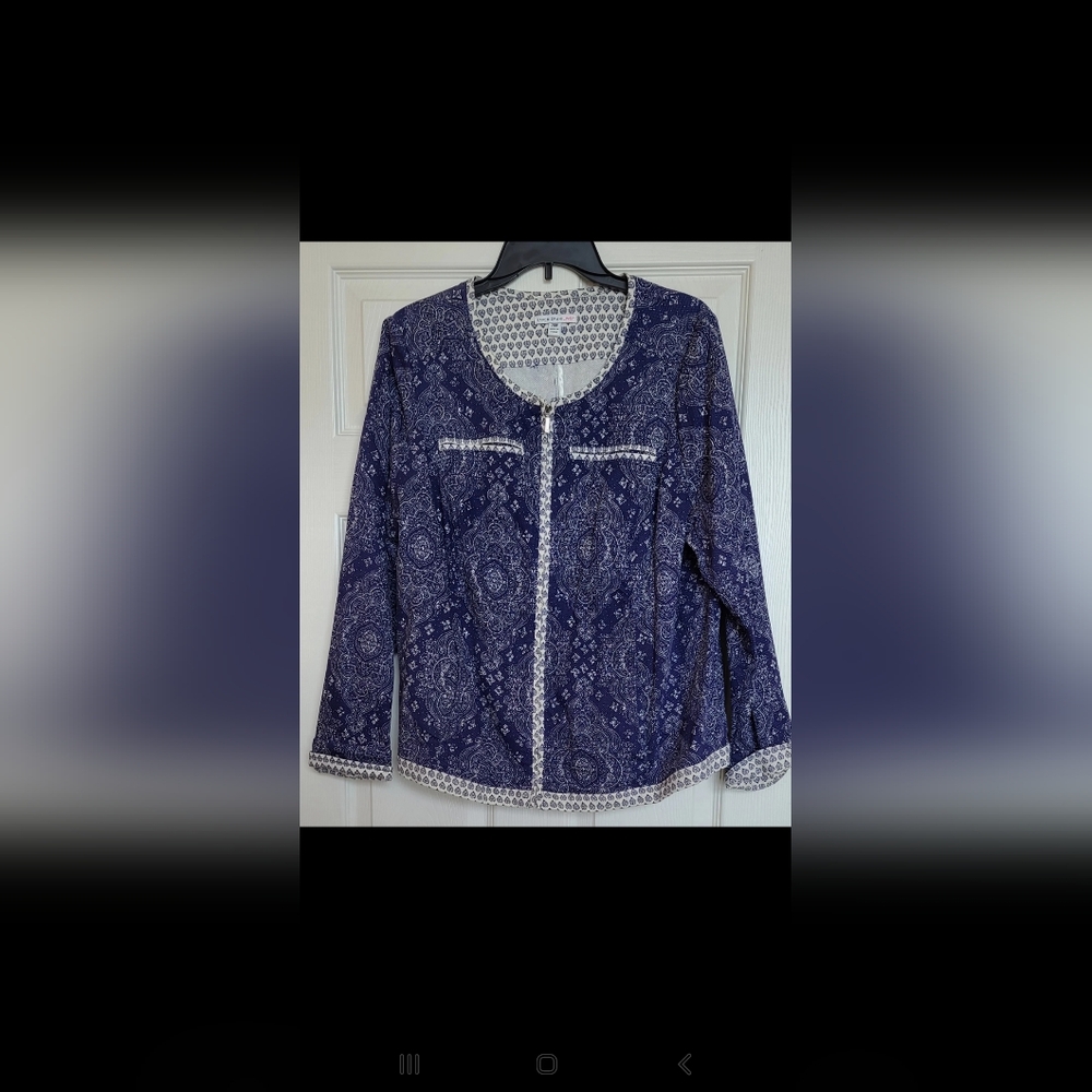 Isaac Mizrahi Blue Long Sleeve Zipped Blazer